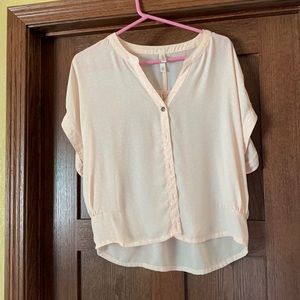 Pink with white polka dot sheer blouse